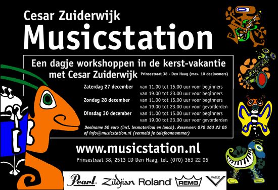 3 drum workshops by Cesar Zuiderwijk December 2014 at Music Station ad
